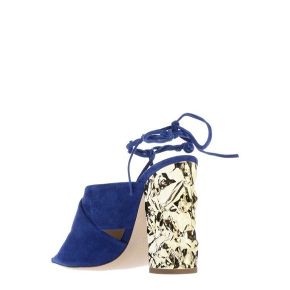 Roberto Festa Blue Suede Gold Heels / Sandals - Picture 8 of 13